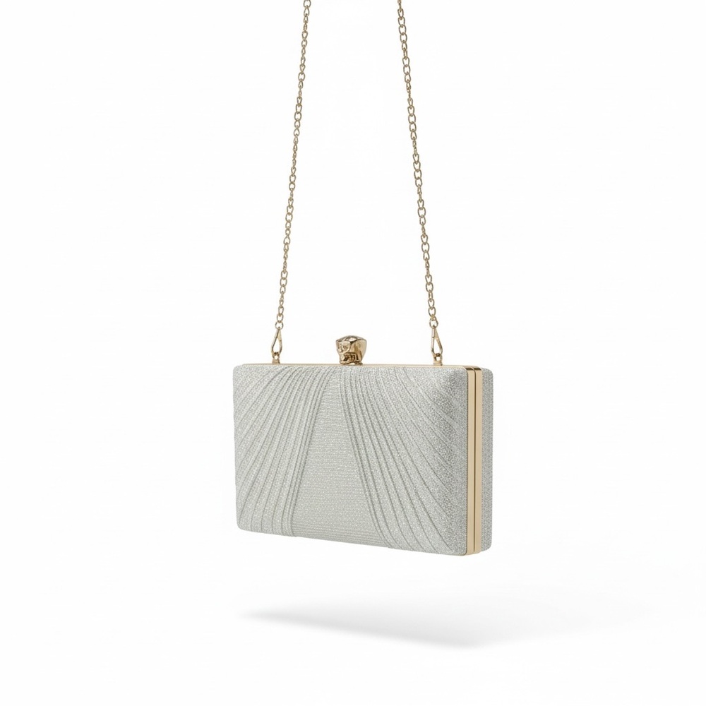 Gold Clutch with Rhinestone and Strap